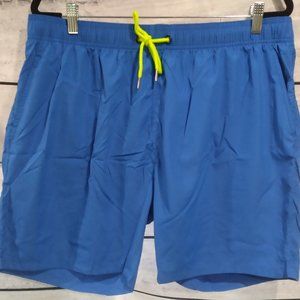 Mens Blue Lined Swim Trunks NEW